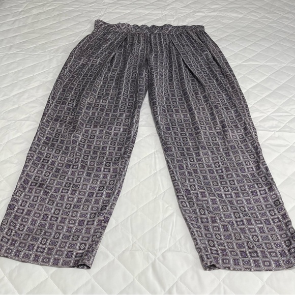 Raquel Allegra Easy Pants Trousers Sz 2 Blue Foulard High Rise Elastic Waistband - Picture 7 of 13